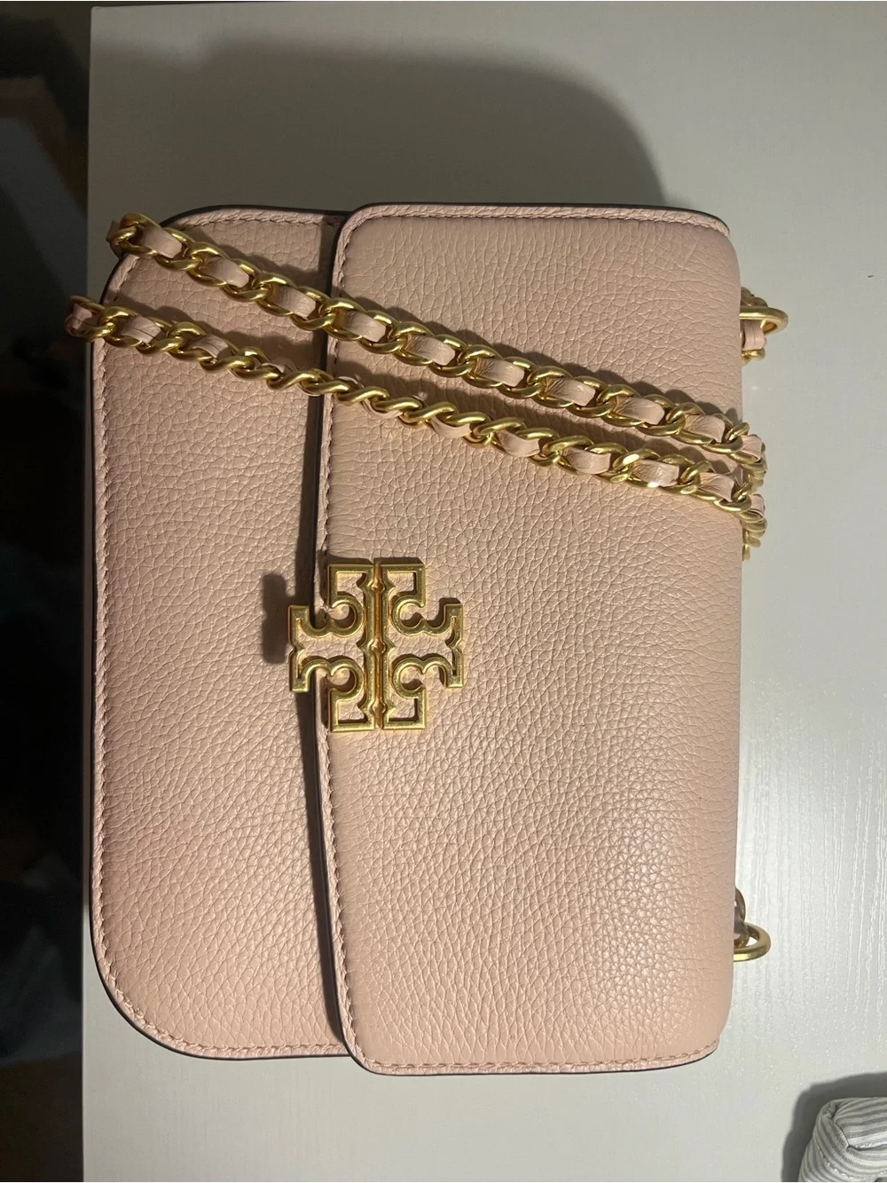 Tory burch Britten pink pebbles leather shoulder bag